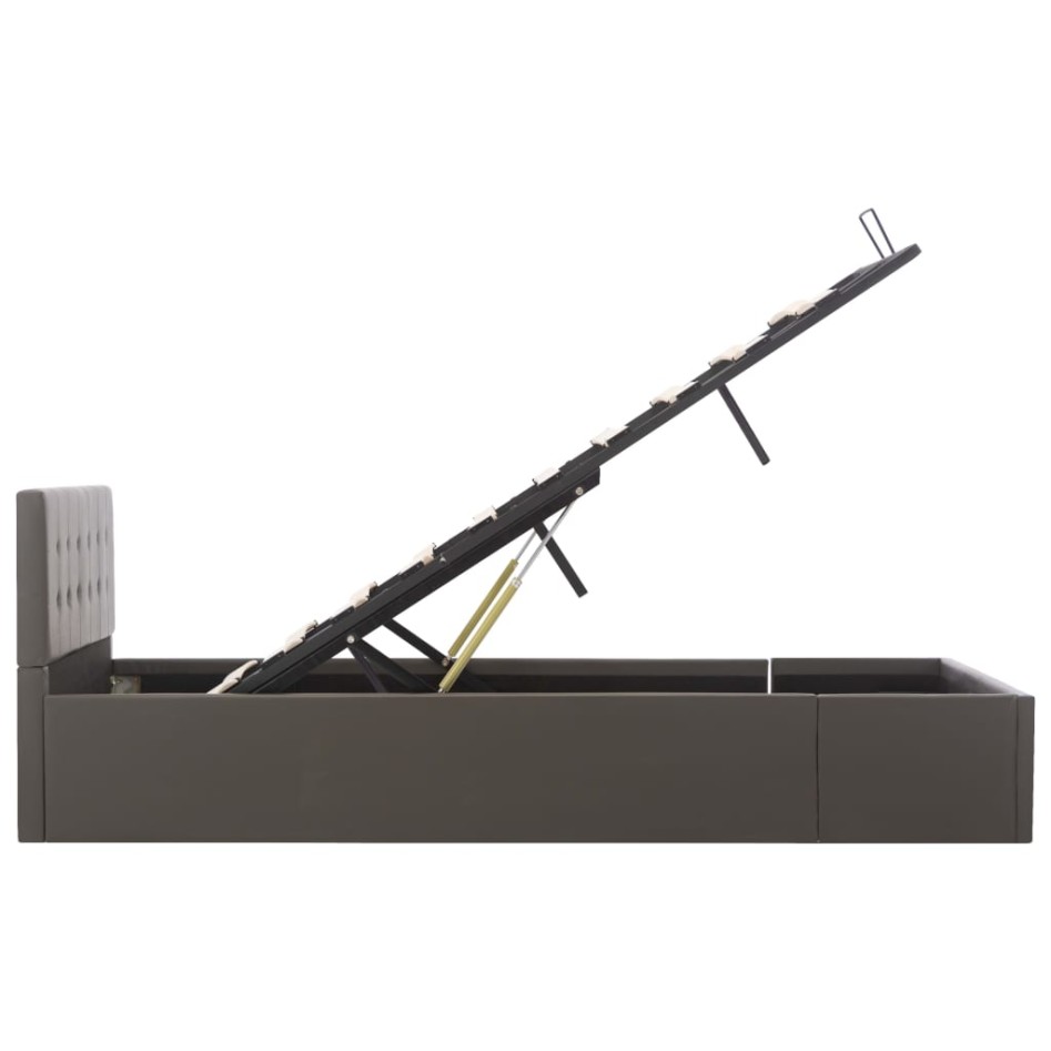 Cama canapé hidráulica cuero sintético gris 120x200