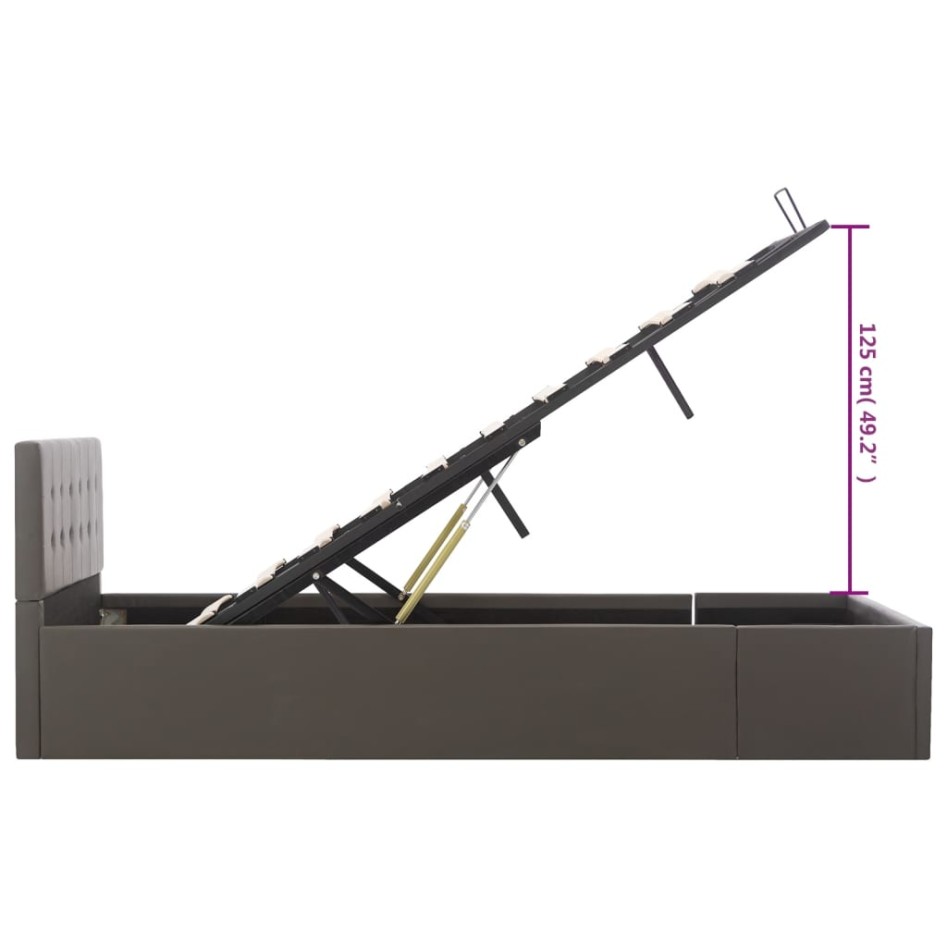 Cama canapé hidráulica cuero sintético gris 120x200