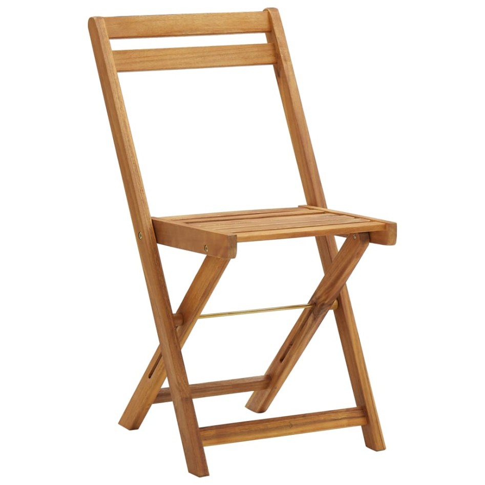 Mesa y sillas bistró plegables 3 pzas y cojines madera