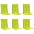 Cojín silla jardín respaldo bajo 6 uds tela Oxford verde