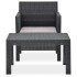 Set de muebles jardín 2 piezas con cojín PP ratán gris