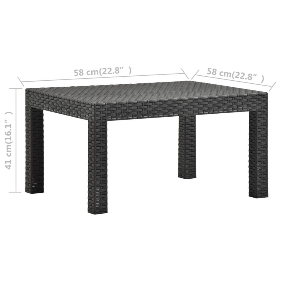 Set de muebles jardín 2 piezas con cojín PP ratán gris