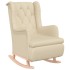 Sillón con patas mecedoras madera maciza caucho y tela