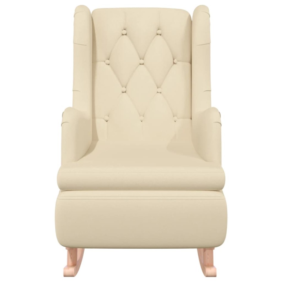 Sillón con patas mecedoras madera maciza caucho y tela