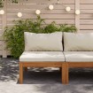 Sofá intermedio seccional cojín blanco crema madera de acacia