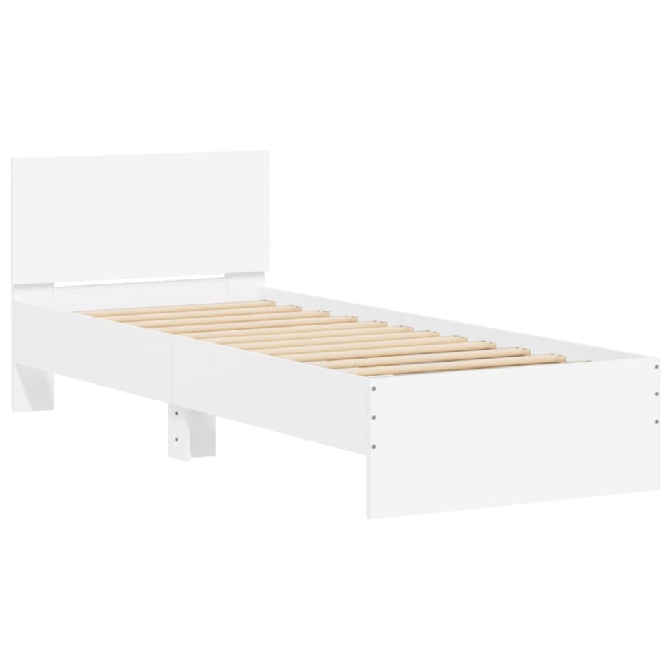 Estructura de cama con cabecero y luces LED blanco 90x190