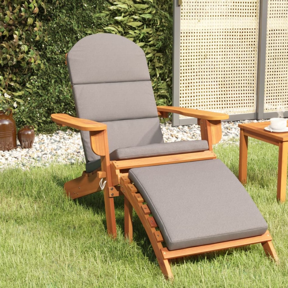 Silla de jardín Adirondack con reposapiés madera maciza