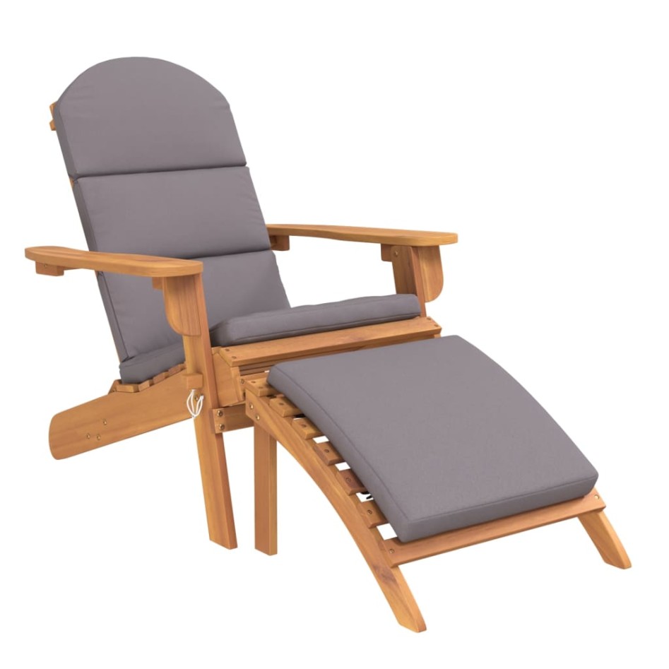 Silla de jardín Adirondack con reposapiés madera maciza