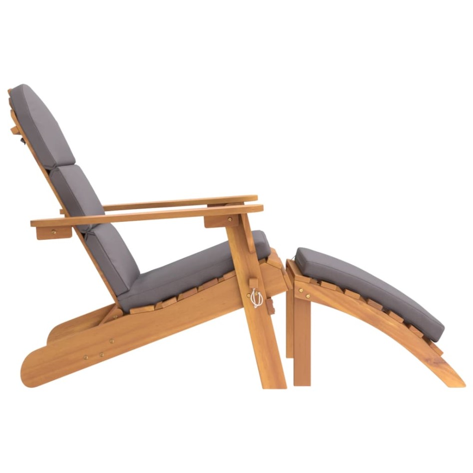 Silla de jardín Adirondack con reposapiés madera maciza