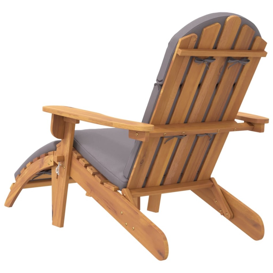 Silla de jardín Adirondack con reposapiés madera maciza