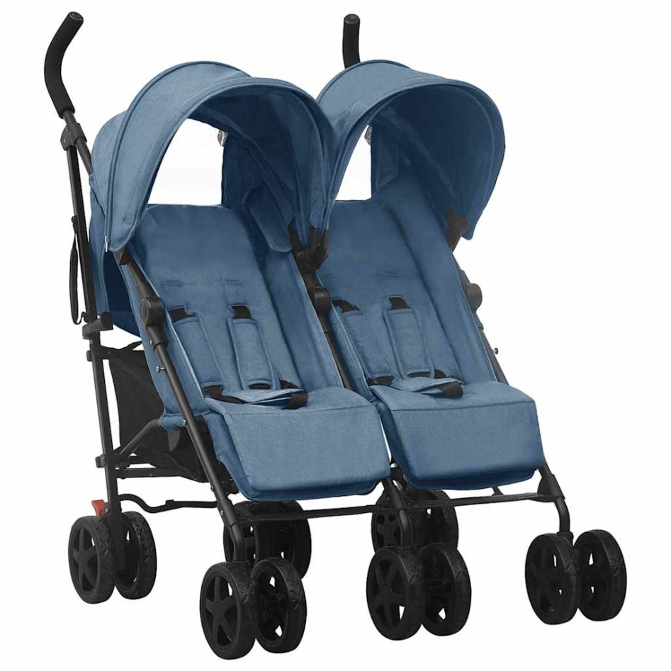 Carrito para gemelos de acero azul