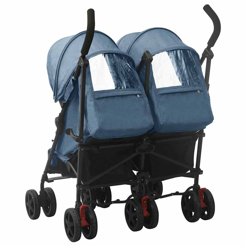 Carrito para gemelos de acero azul