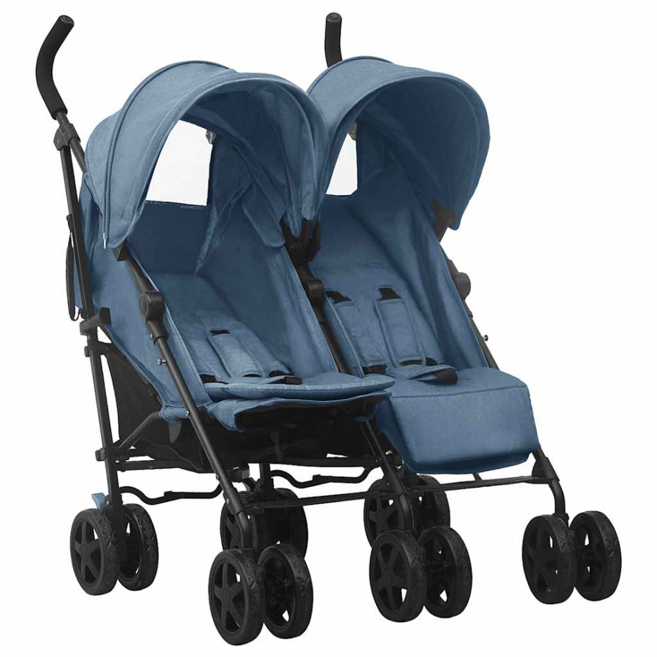 Carrito para gemelos de acero azul