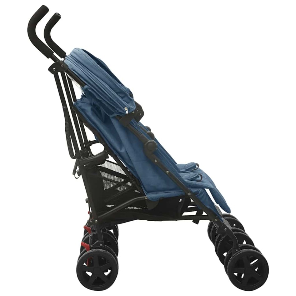 Carrito para gemelos de acero azul