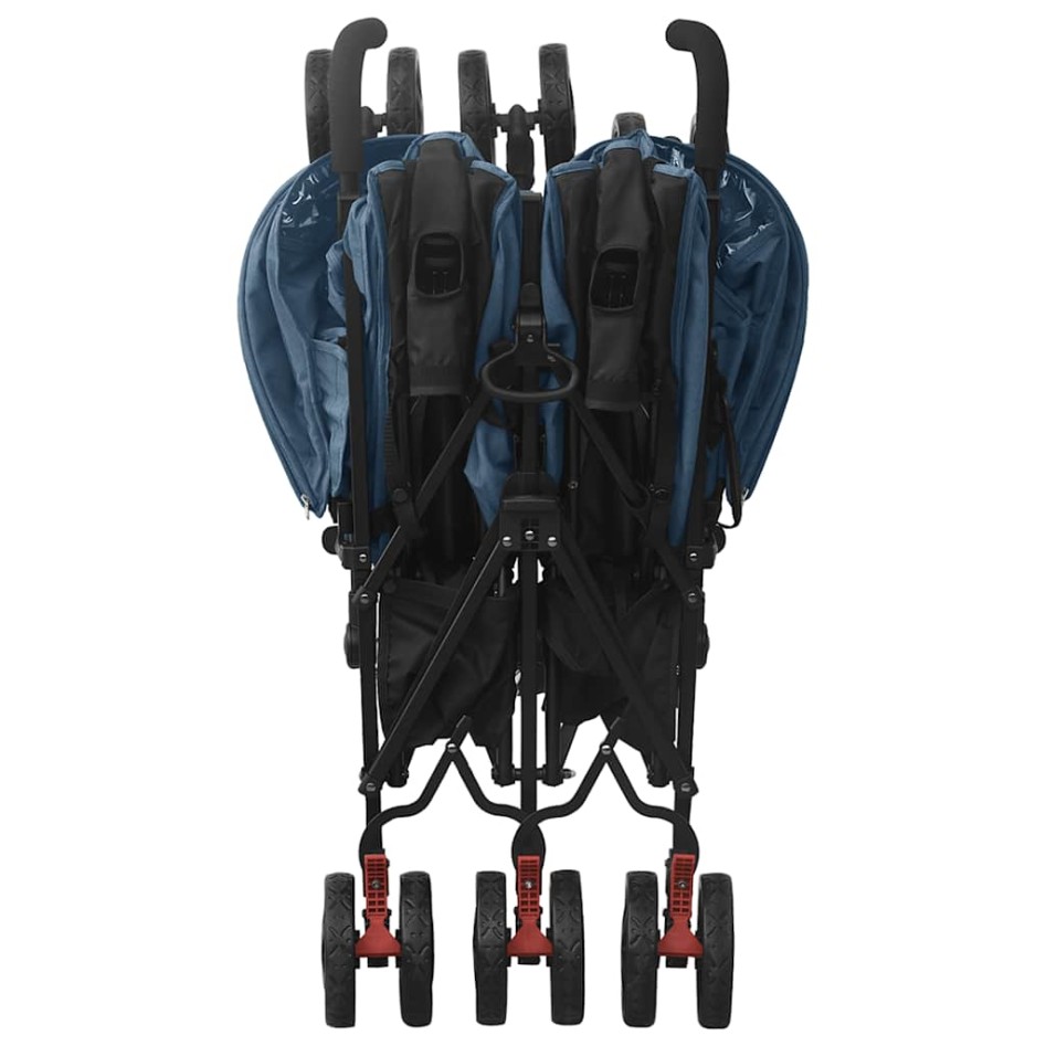 Carrito para gemelos de acero azul