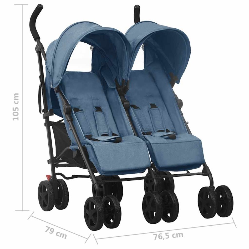 Carrito para gemelos de acero azul