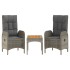 Set de muebles de jardín 3 pzas y cojines ratán sintético