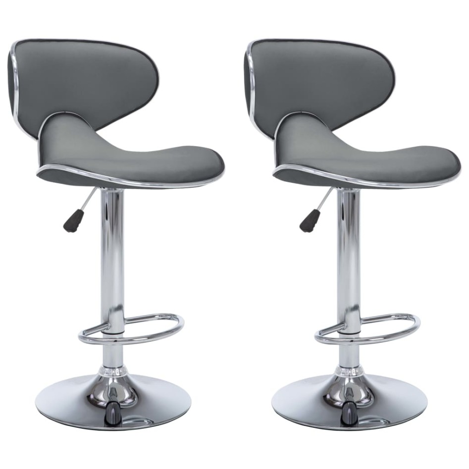 323648  Bar Stools 2 pcs Grey Faux