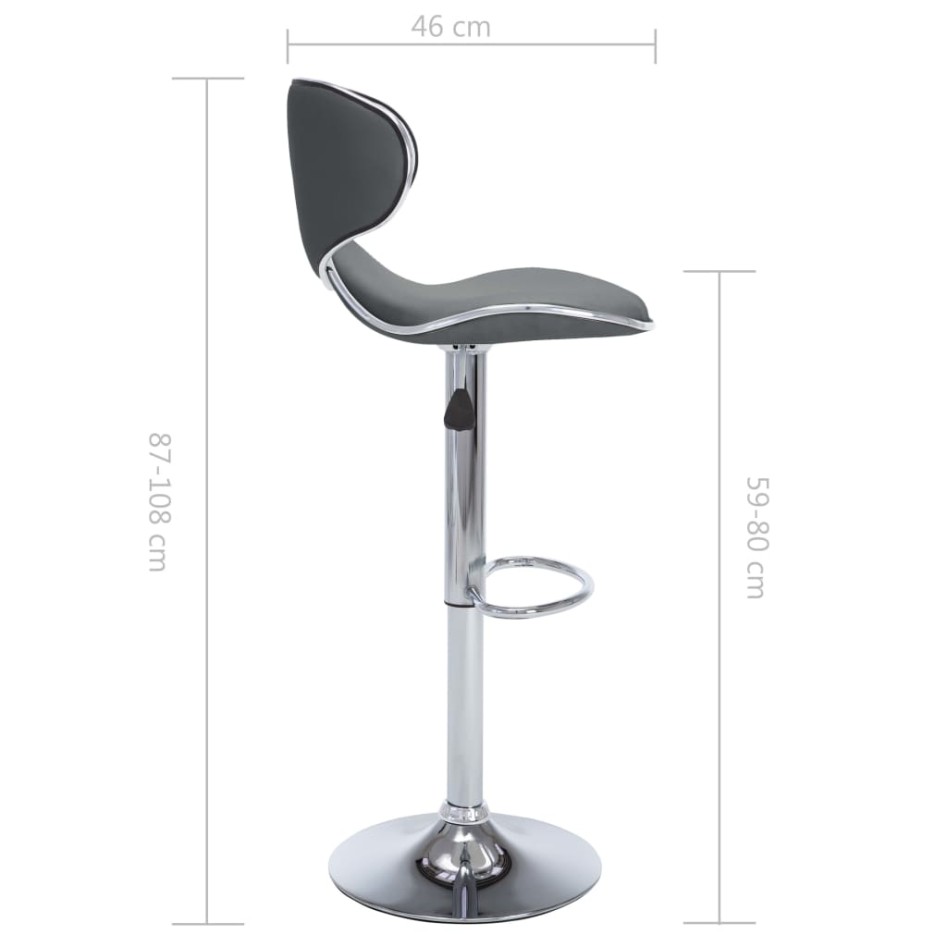 323648  Bar Stools 2 pcs Grey Faux