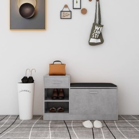 Banco zapatero madera de ingeniería gris hormigón 94,5x31x57