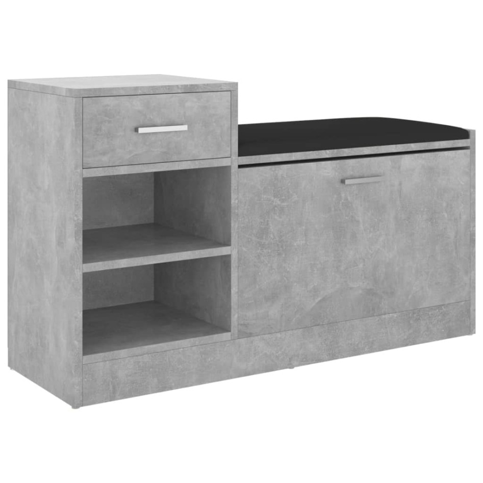 Banco zapatero madera de ingeniería gris hormigón 94,5x31x57