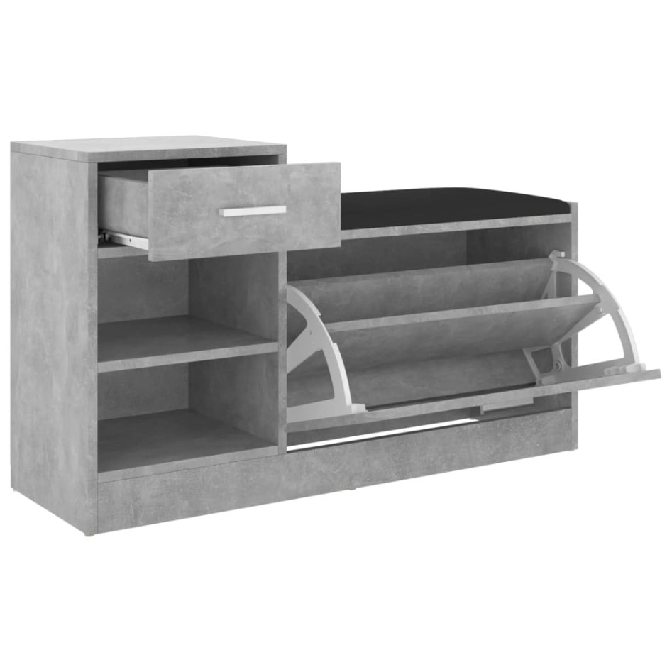 Banco zapatero madera de ingeniería gris hormigón 94,5x31x57