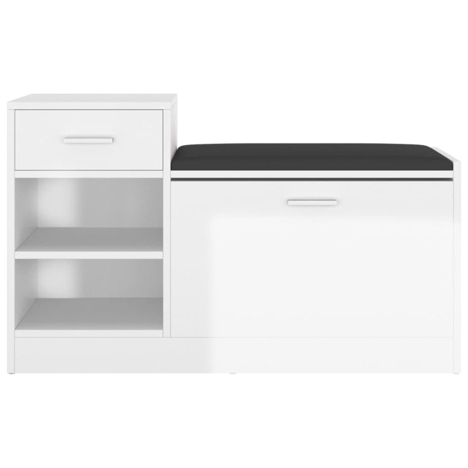 Banco zapatero madera de ingeniería blanco brillo 94,5x31x57