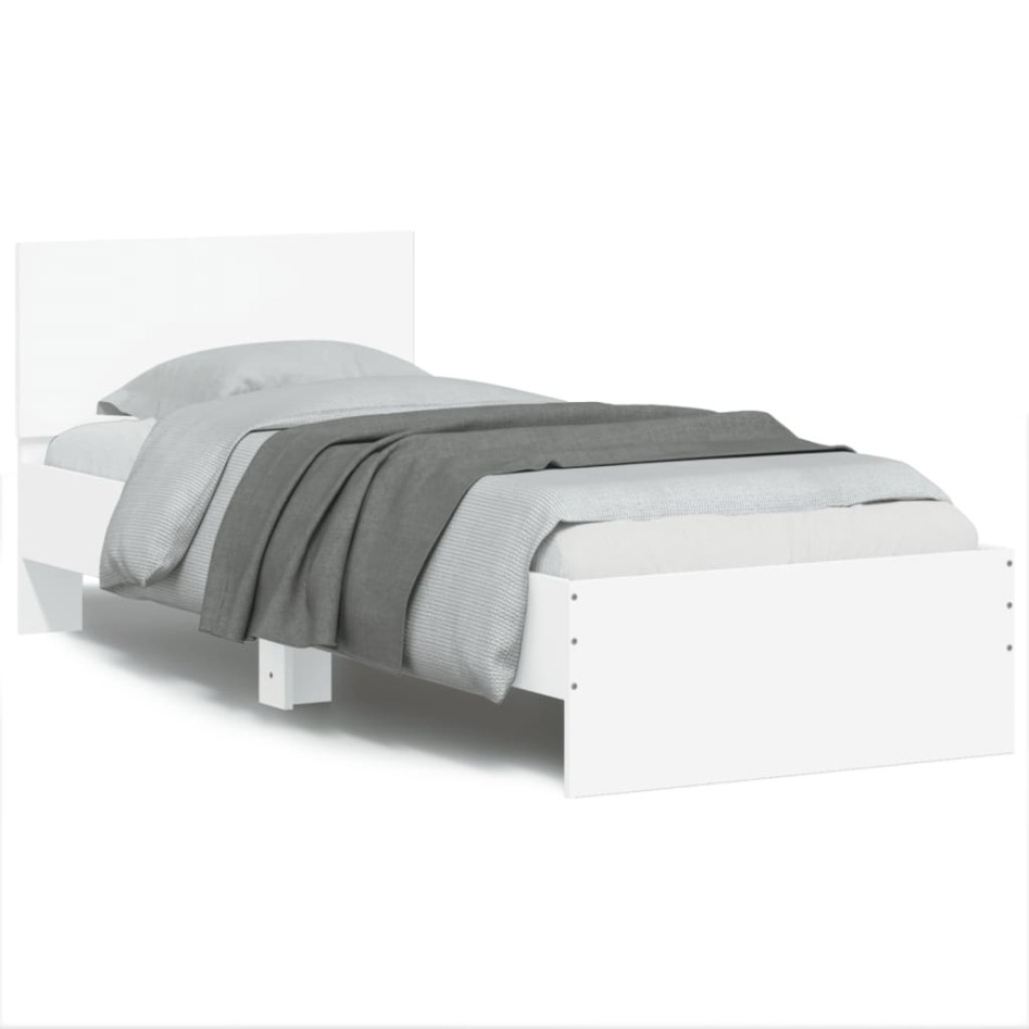 Estructura de cama con cabecero y luces LED blanco 75x190