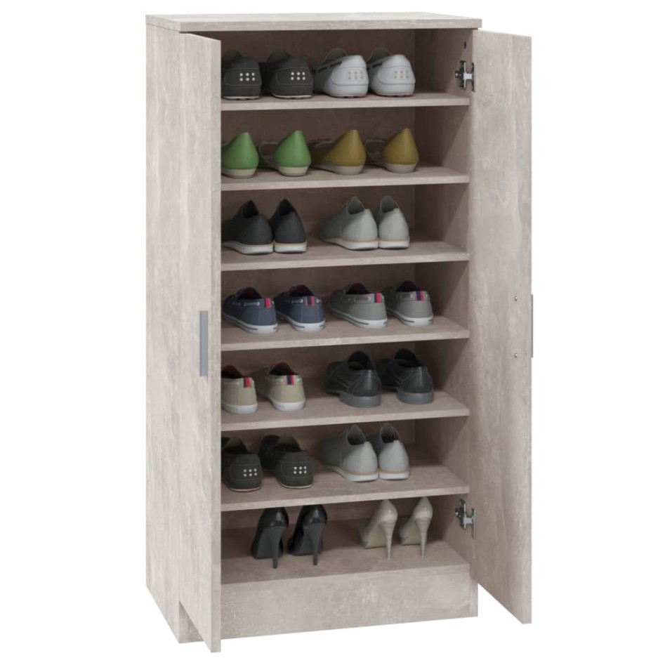 Mueble zapatero madera contrachapada gris hormigón 55x35x108