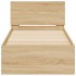 Estructura de cama cabecero luces LED roble Sonoma 75x190
