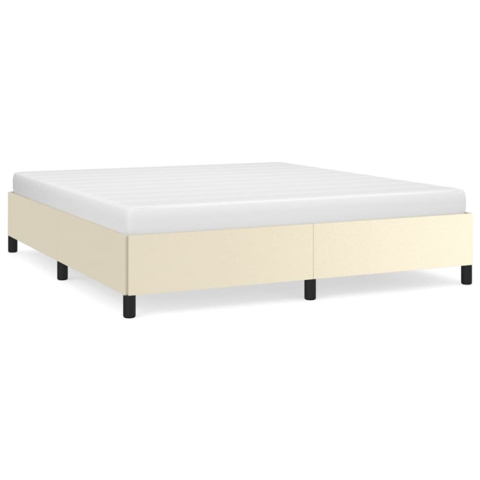 Estructura de cama sin colchón cuero sintético crema 160x200