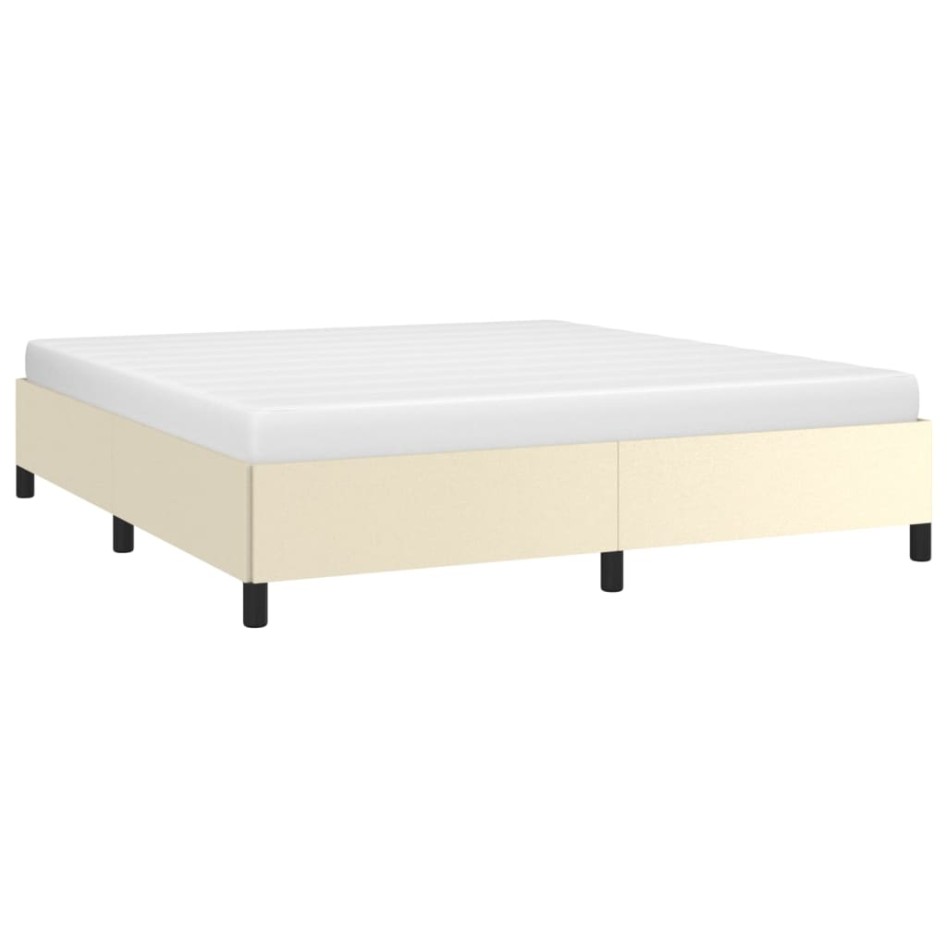 Estructura de cama sin colchón cuero sintético crema 160x200