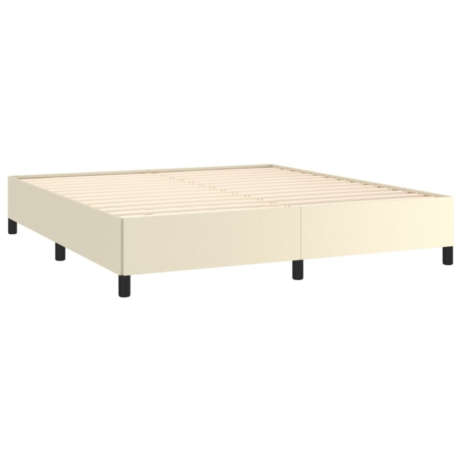 Estructura de cama sin colchón cuero sintético crema 160x200