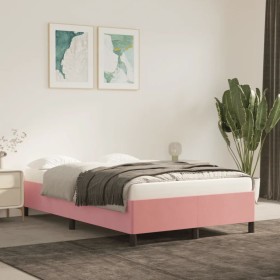 Estructura de cama sin colchón terciopelo rosa 120x200