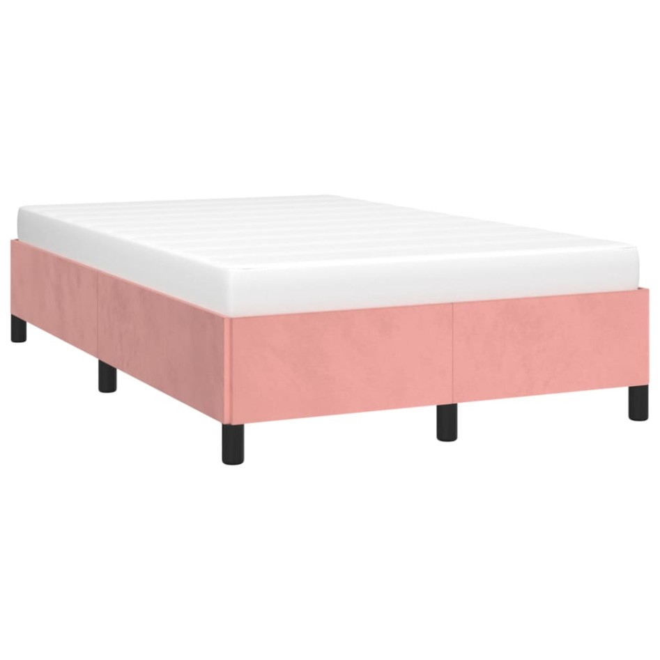 Estructura de cama sin colchón terciopelo rosa 120x200