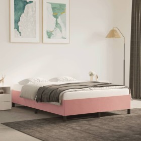 Estructura de cama sin colchón terciopelo rosa 140x200