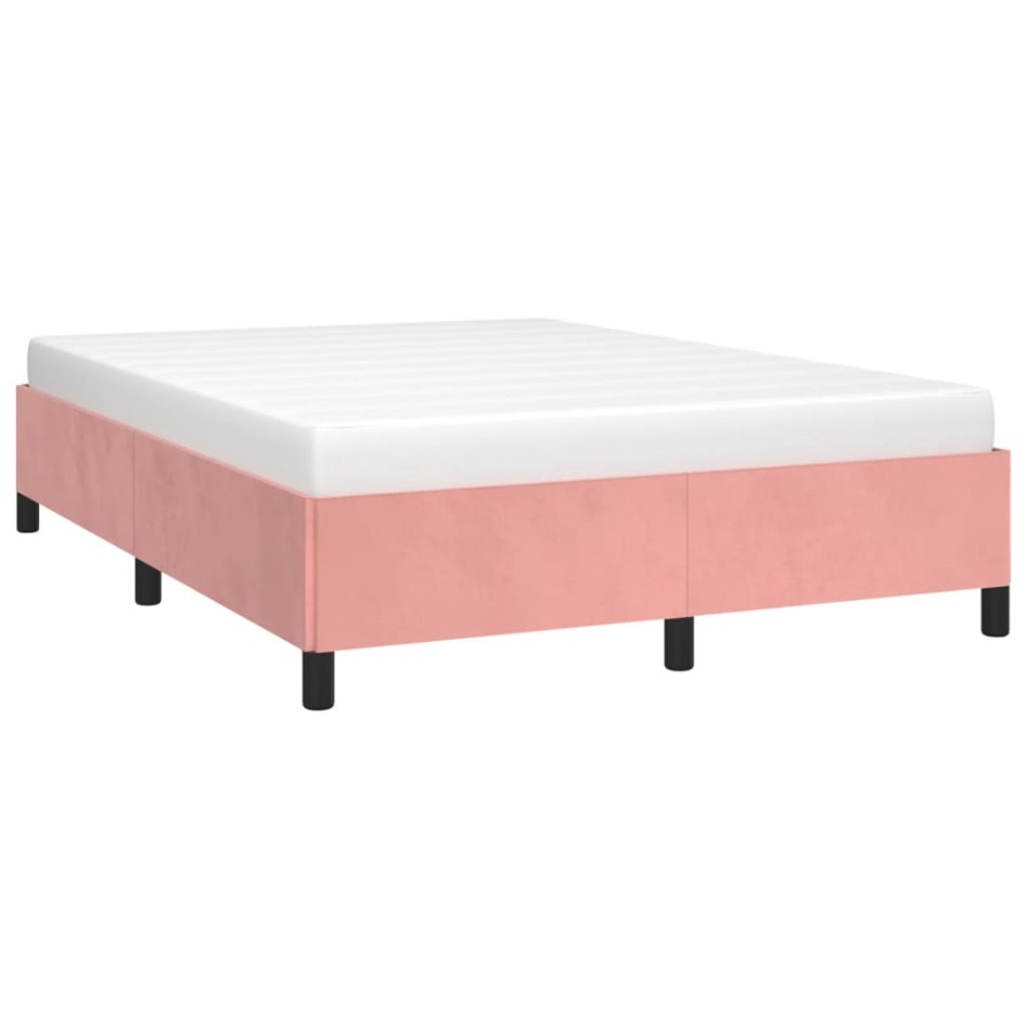 Estructura de cama sin colchón terciopelo rosa 140x200