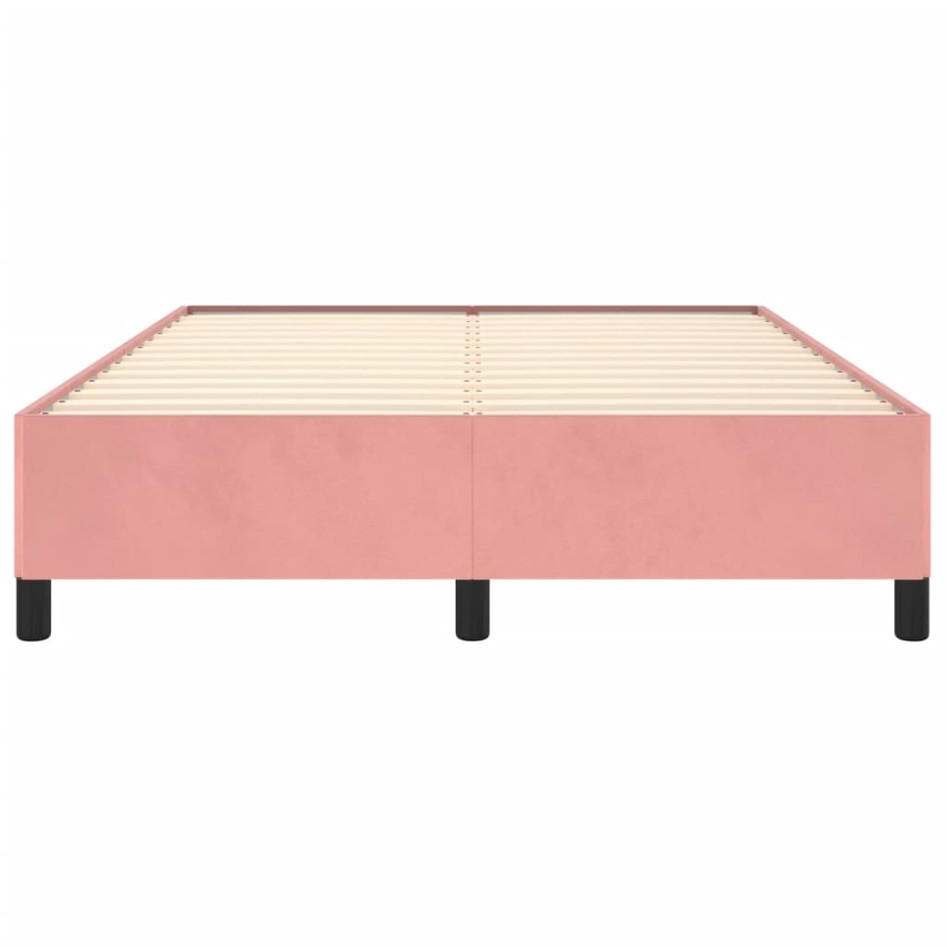 Estructura de cama sin colchón terciopelo rosa 140x200