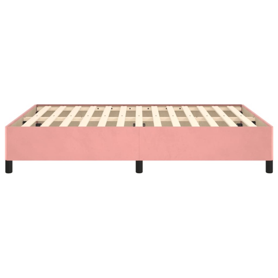 Estructura de cama sin colchón terciopelo rosa 140x200
