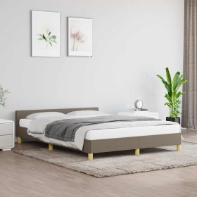 Cama sin colchón tela gris taupe 140x190