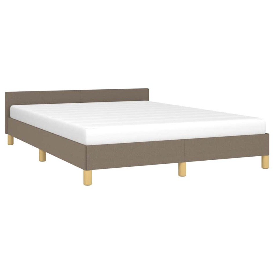 Cama sin colchón tela gris taupe 140x190