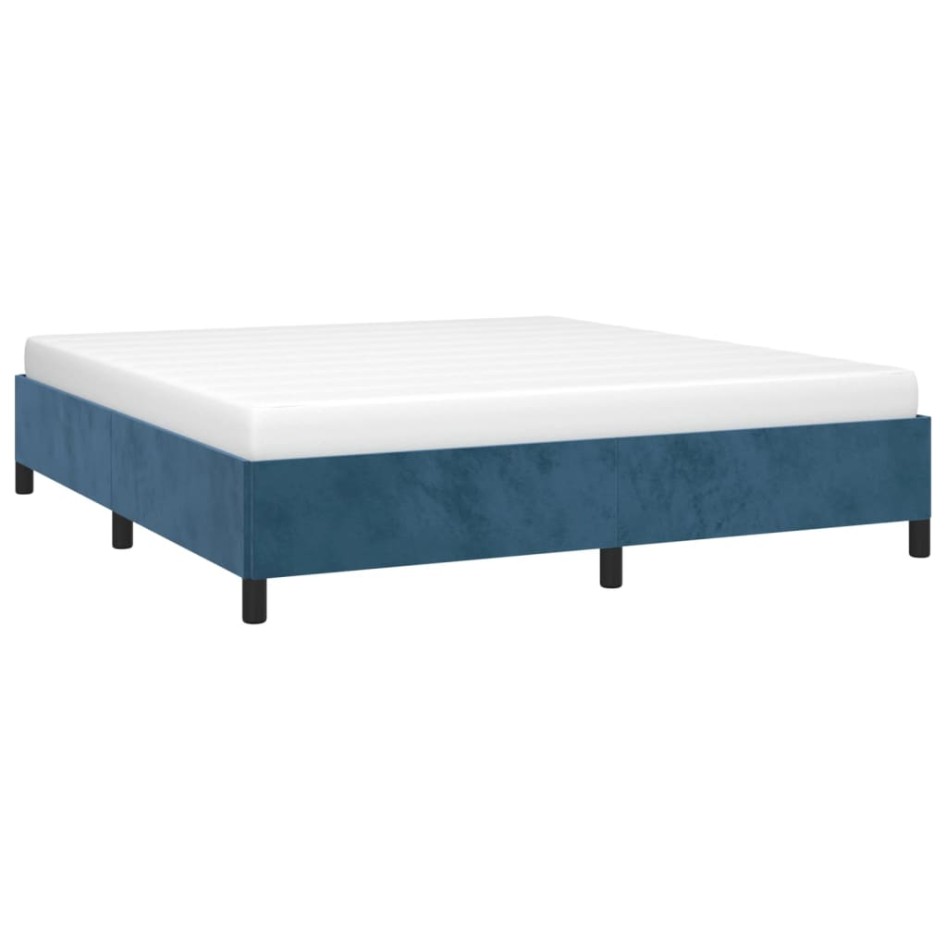 Estructura de cama sin colchón terciopelo azul oscuro
