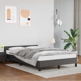 Estructura de cama con cabecero sin colchón gris 120x200