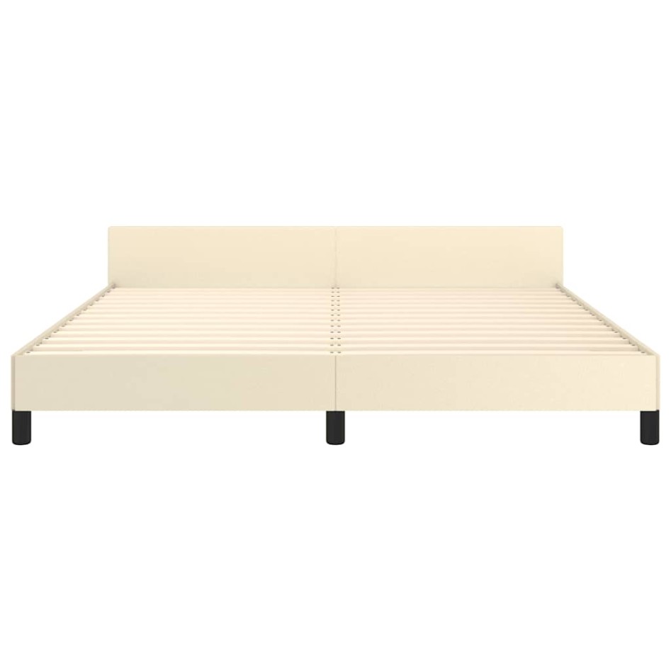 Estructura de cama con cabecero sin colchón crema 160x200