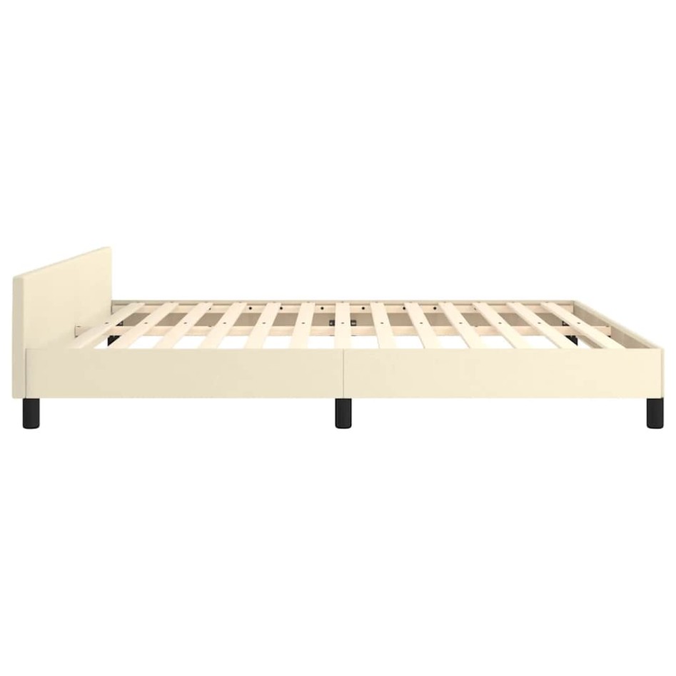 Estructura de cama con cabecero sin colchón crema 160x200