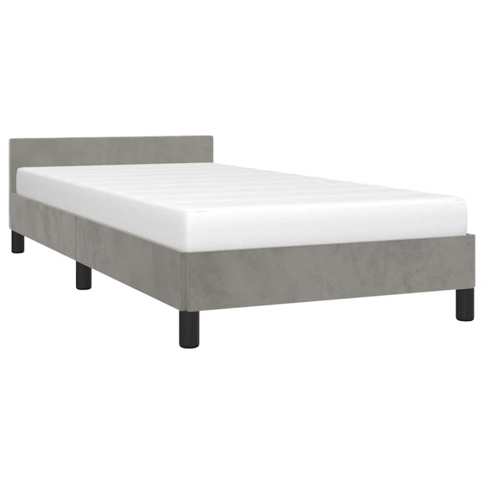 Estructura de cama sin colchón terciopelo gris claro 80x200