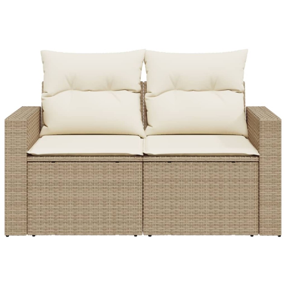 Sofá de jardín con cojines de 2 plazas ratán sintético