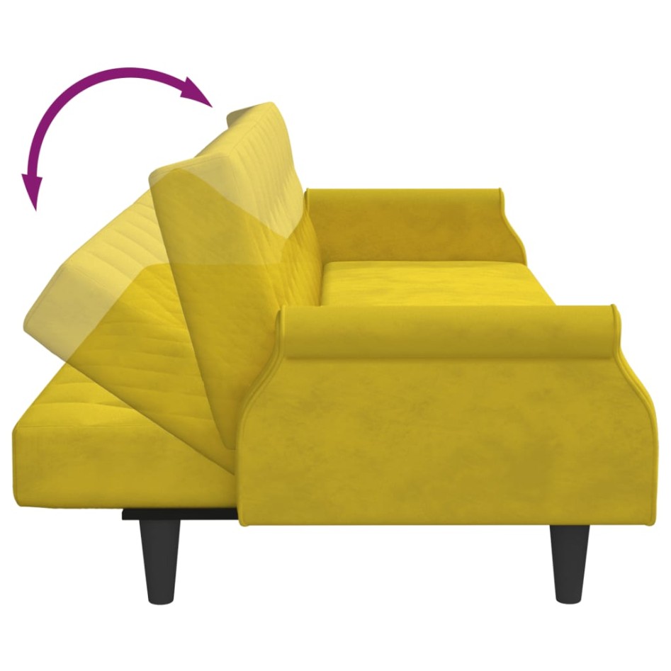 Sofá cama con reposabrazos terciopelo