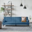 Sofá cama con reposabrazos terciopelo azul