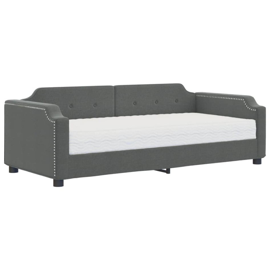 Sofá cama con colchón tela gris oscuro 90x190
